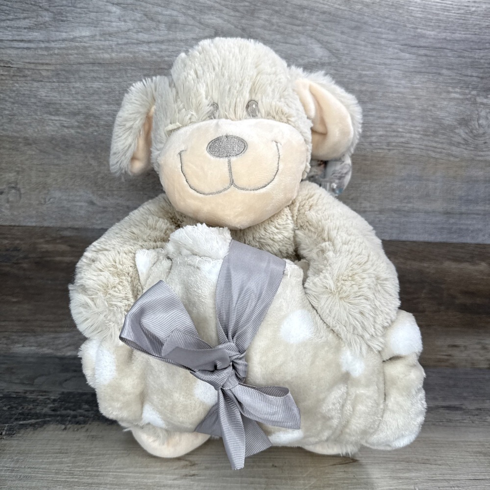 Silver One Dog Animal and Throw Blanket 2 Piece Gift Set 30"x40" Baby Newborn